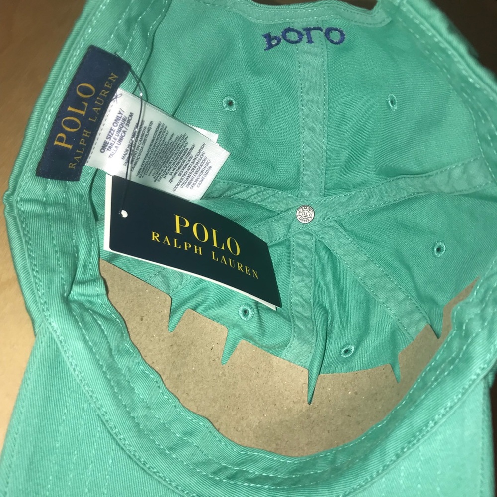 NEW Men’s POLO RALPH LAUREN Cotton Green Blue Hat - Picture 8 of 8